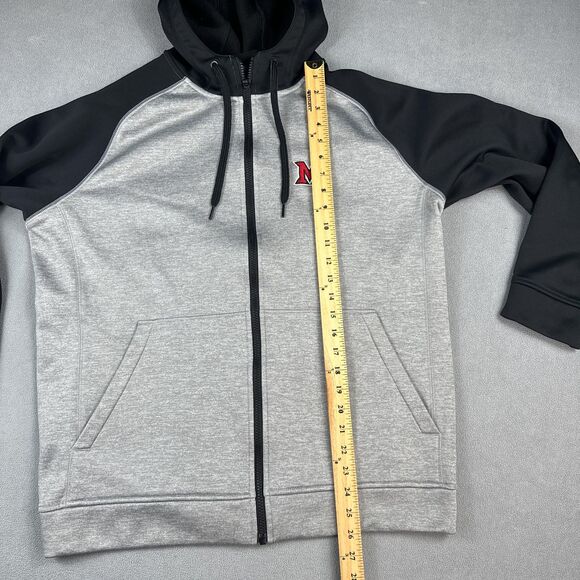 Miami Redhawks Adidas Team Issue Hoodie Mens Large Gray Black ClimaWarm Full Zip - Picture 5 of 15